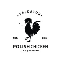 vintage retro hipster polish chicken logo vector outline silhouette art icon