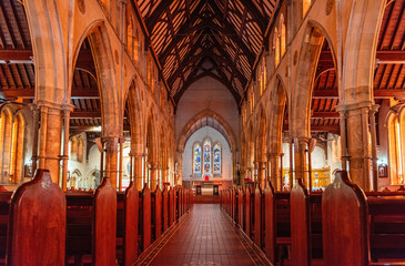 Interior view of St. Francis Xavier’s Catholic Cathedral in Adelaide, South Australia