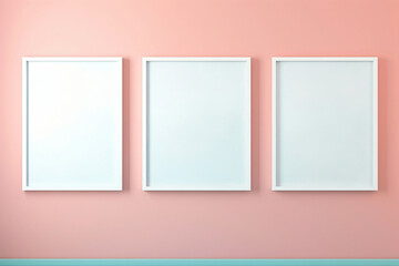 The most perfect blank empty frame against a soft color wall background, ready for your artistic...