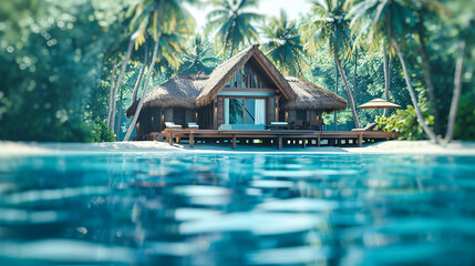 Island Getaway, Paradise Beckons, A World of Blue Skies and Crystal Waters - obrazy, fototapety, plakaty