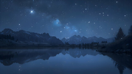 The Big Dipper shines over a tranquil lake