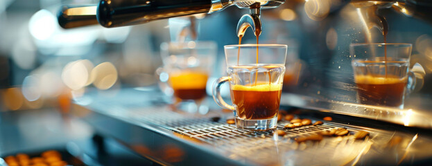 Espresso Machine Filling Cup of Coffee
