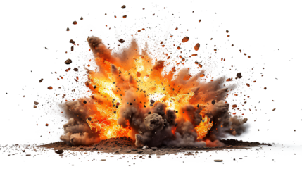 Explosion fire bonfire destruction isolated on a transparent background