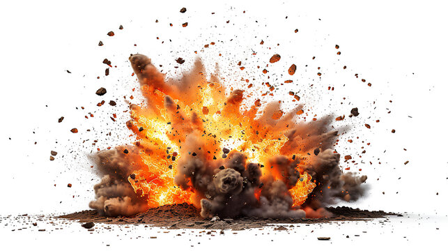 Explosion fire bonfire destruction isolated on a transparent background