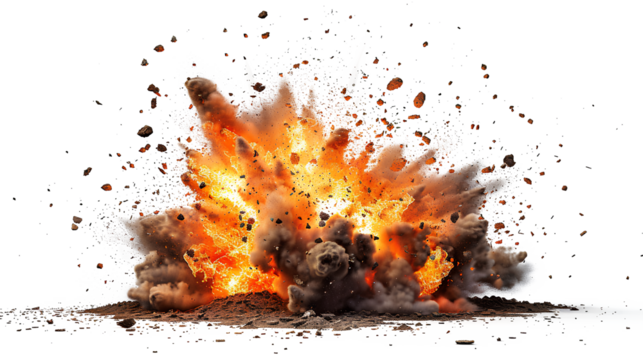 Explosion fire bonfire destruction isolated on a transparent background