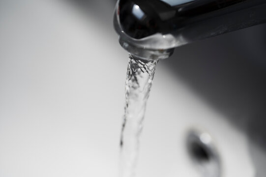 Water comes out of the faucet