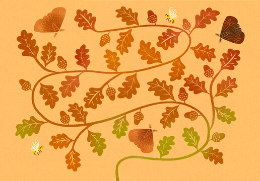 Oak leaf autumn background