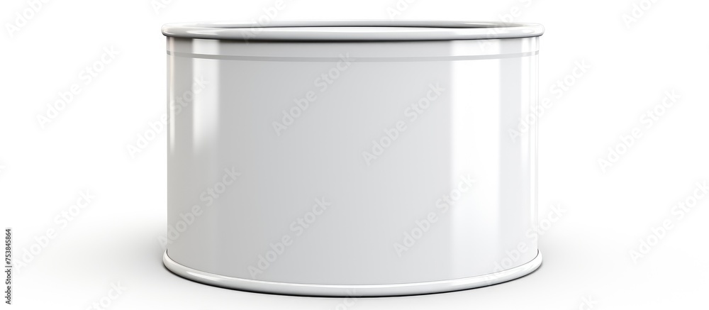 Poster a white can with a lid is placed on a plain white background, creating a simple and minimalistic com