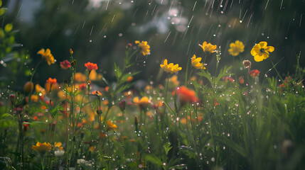 Wildflowers bloom in the wake of a summer rainstorm