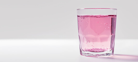 Pink liquid in clear drinking glass isolated on a gray background - Powered by Adobe