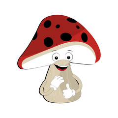 Mushroom character design different expression in vintage style, Kawaii mushroom cartoon mascot character illustration
