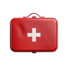 Fototapeta premium Top view of red first aid kit isolated on transparent background