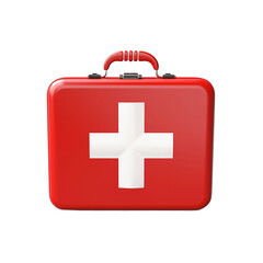 Fototapeta premium Top view of red first aid kit isolated on transparent background