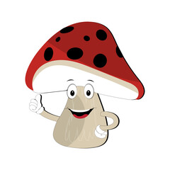 Mushroom character design different expression in vintage style, Kawaii mushroom cartoon mascot character illustration