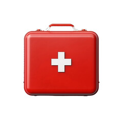 Fototapeta premium Top view of red first aid kit isolated on transparent background