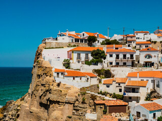 Picturesque village of Azenhas do Mar, famous for its natural pool and the white houses overlooking the Atlantic Ocean, Sintra municipality, Portugal - 753847237