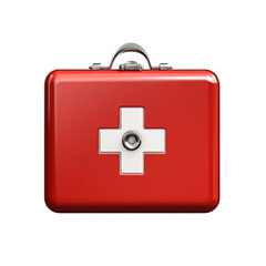 Obraz premium Top view of red first aid kit isolated on transparent background