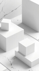 futuristic connected 3d cubes background, white and grey gradients
