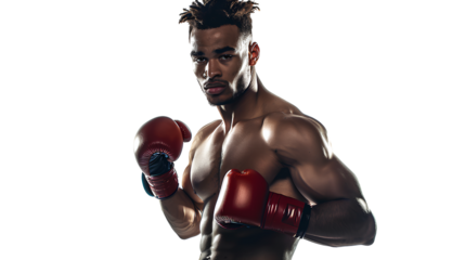 Male boxer isolated on a transparent background