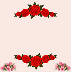 illustration with rosewood background and red roses, also roses