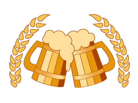 Wooden beer mugs with foam. Png clipart isolated on transparent background - Powered by Adobe