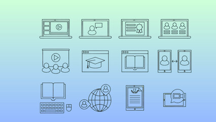 Vector Line Icons for Webinars