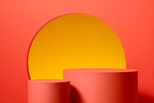 Studio Display Scene with Red podium. Lunar New Year