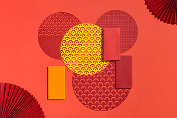 Lunar new year arrangement with red angbao