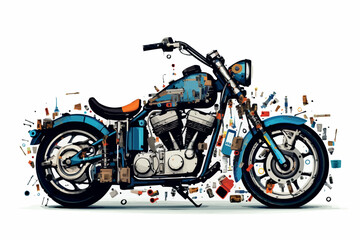 Obraz na płótnie Canvas custom motorcycle sketch illustration