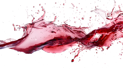 Red wine elegantly poured into a glass isolated on a transparent background