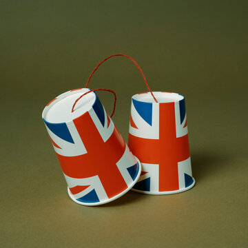 string telephone patterned with the flag of the United Kingdom