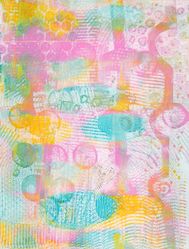Pastel acrylic mono print