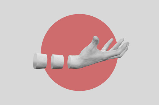 Collage with separated human hand