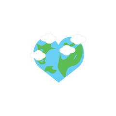 world icon logo design designed with heart