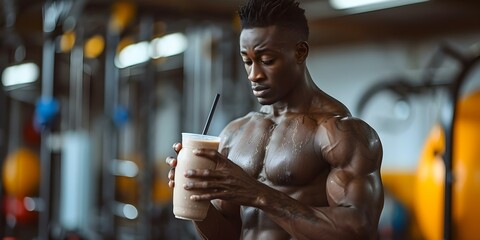 Musculargymgoerpreparesproteinshakepos. Concept Muscle Building, Gym Prep, Protein Shake Recipe, Fitness Motivation, Workout Nutrition