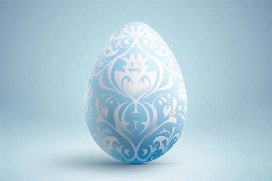 Painted decorated easter egg on blue background