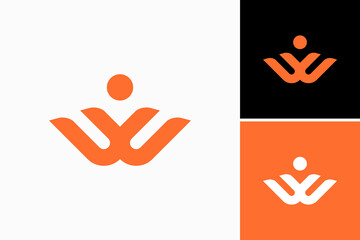 letter w with human Vector Logo Premium 