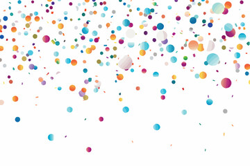 Watercolor confetti on white background. Actual rainbow colored dots. Happy celebration square colorful bright card. Lovely hand painted confetti. - obrazy, fototapety, plakaty