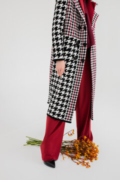 Fashion autumn outfit in studio 
