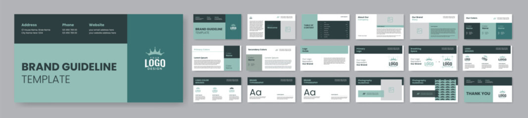 Brand Guidelines Template. Minimalist Sage Green Accent Style Guide Layout