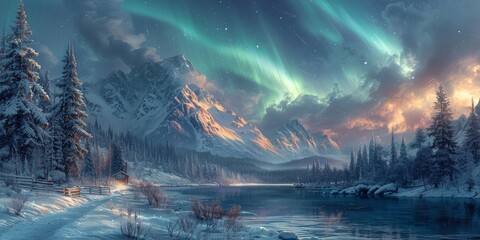 Obraz premium Beautiful winter nature landscape, amazing mountain view. Scenic image of woodland. Frosty day on ski resort