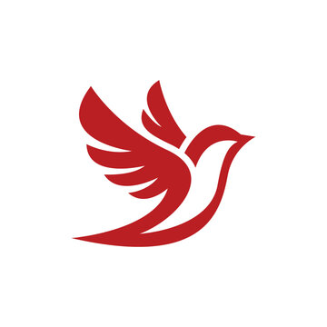 flying abstract red bird logo design