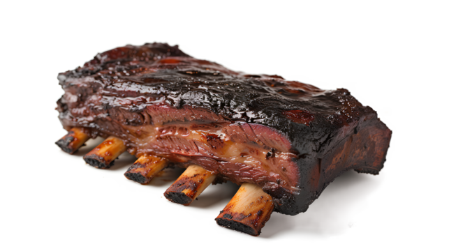 Smoked Meaty Back Beef Rib isolated on a transparent background