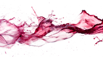 Red wine elegantly poured into a glass isolated on a transparent background