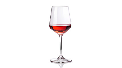 Red wine in a clear wine glass isolated on a white background