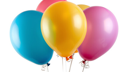 Rubber air balloons for celebrating, colorful party decorations Isolated on a transparent background