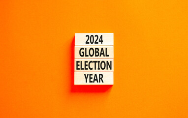 2024 global election year symbol. Concept words 2024 global election year on beautiful wooden...
