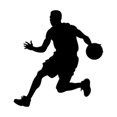Basketball silhouette, basketball player jumping with a ball silhouette with a white background and vector illustration 
