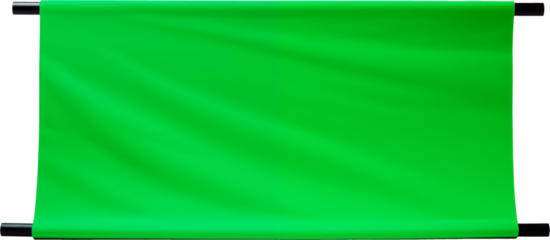 scroll banner with black horizontal rigid bars holding a green screen backdrop