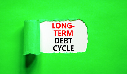 Long-term debt cycle symbol. Concept words Long-term debt cycle on beautiful white paper. Beautiful green background. Business Long-term debt cycle concept. Copy space.